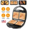 3 in 1 Electric Sandwich Maker Waffle Panini Press Grill with Removable Non-Stick Plates Double-Sided Heating Cool Touch Handle For Breakfast Steak To