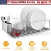 Dish Drying Rack Stainless Steel Dish Rack w/ Drainboard Cutlery Holder Kitchen Dish Organizer