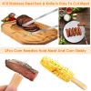 Stainless Steel Roasting Sticks Set 31.9in Extendable Telescoping Marshmallow Hot Dog Fork Skewers Set w/ Corn Needles Fork Knife For BBQ Fire Pit Cam