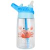 16.2Oz Leak-proof Kids Water Bottle with Straw Push Button Sport Water Bottle for Kids Crab Ship Jellyfish Rocket