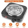 1000W Electric Single Burner Portable Coil Heating Hot Plate Stove Countertop RV Hotplate with Non Slip Rubber Feet 5 Temperature Adjustments