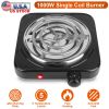 1000W Electric Single Burner Portable Coil Heating Hot Plate Stove Countertop RV Hotplate with Non Slip Rubber Feet 5 Temperature Adjustments