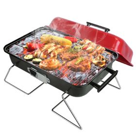 Portable Charcoal Grill Outdoor Tabletop Grill Small Barbecue Smoker Folding BBQ Grill with Lid for Backyard Camping Picnics Beach