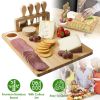 Bamboo Cheese Board Charcuterie Cheese Platter Board Serving Tray with Cutlery Set for Wedding Birthdays Christmas