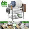 3-Tier Dish Drying Rack Dish Drainer Shelf w/ 3 Drain Trays Chopping Board Rack Utensil Rack Chopsticks Holder For Kitchen Counter Storage