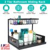 2 Tier Under Sink Organizers Pull Out Under Cabinet Basket Storage Shelf Sliding Drawer for Kitchen Bathroom