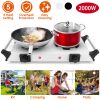 2000W Electric Dual Burner Portable Coil Heating Hot Plate Stove Countertop RV Hotplate with 5 Temperature Adjustments Portable Handles