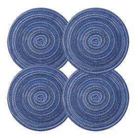 4 Pcs Woven Ramie Placemats Round Placemat Kitchen Accessories Home Decoration Table Mats Teapot Mats 7 inch, Blue