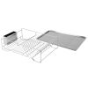 Dish Drying Rack Stainless Steel Dish Rack w/ Drainboard Cutlery Holder Kitchen Dish Organizer