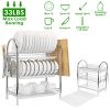 3-Tier Dish Drying Rack Dish Drainer Shelf w/ 3 Drain Trays Chopping Board Rack Utensil Rack Chopsticks Holder For Kitchen Counter Storage