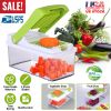 Vegetable Slicer Quick Potato Tomato Fruit Cutter Set w/3 Blades Stainless Steel Food Chopper