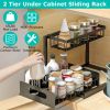 2 Tier Under Sink Organizers Pull Out Under Cabinet Basket Storage Shelf Sliding Drawer for Kitchen Bathroom