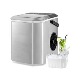 Portable Countertop Ice Maker with Self-Cleaning for Home/Office (Color: Silver, type: Ice Maker)